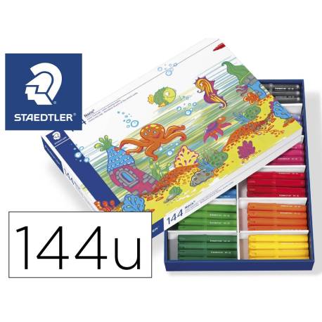 Rotuladores Staedtler Jumbo Punta Gruesa 3 mm Colores Surtidos Caja de 144 unidades