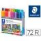 Rotulador Staedtler 3200 Doble Punta Fibra Colores Surtidos Estuche de 72 unidades