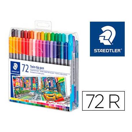 Rotulador Staedtler 3200 Doble Punta Fibra Colores Surtidos Estuche de 72 unidades