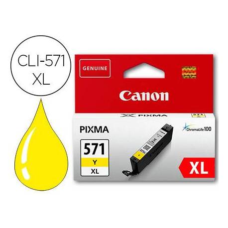 Cartucho Canon CLI-571XL Pixma color amarillo 0334C001. 336 paginas