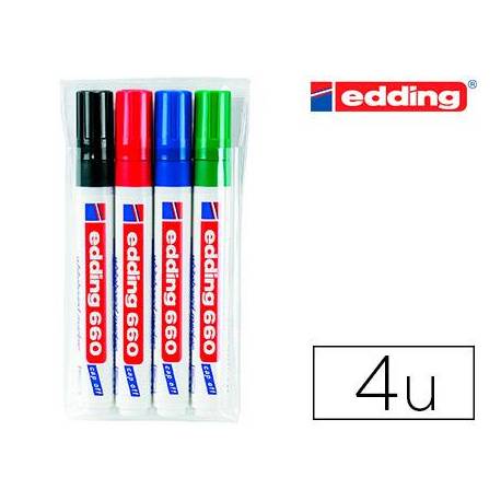 Rotulador para Pizarra Blanca Edding 660 Recargable Colores Surtidos Blister de 4 unidades