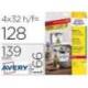Etiqueta Adhesiva Avery 99,1x139 mm Poliester Blanco Caja de 8 hojas