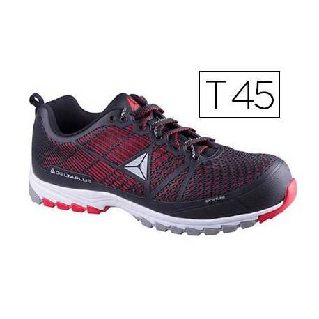 Zapatos de seguridad de Poliuretano DeltaPlus Negro y Rojo talla 45