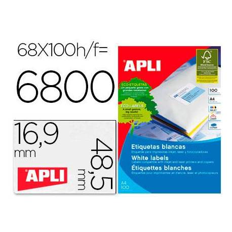 Etiquetas adhesivas Apli 01282 tamaño 48,5x16,9 mm caja de 100h