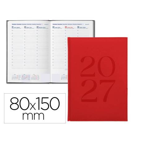 AGENDA OFICINA MARCA LIDERPAPEL 2027 ENCUADERNADA CRETA SEMANA VISTA 80X150 MM BILINGUE 70G PAPEL FSC