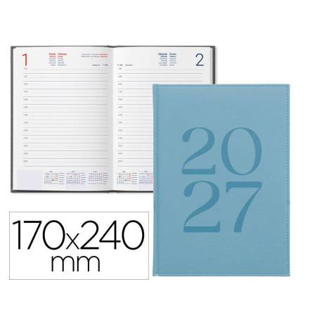 AGENDA OFICINA MARCA LIDERPAPEL 2027 ENCUADERNADA CRETA DIA PAGINA 170X240 MM BILINGUE 70G PAPEL FSC NEW COLOR
