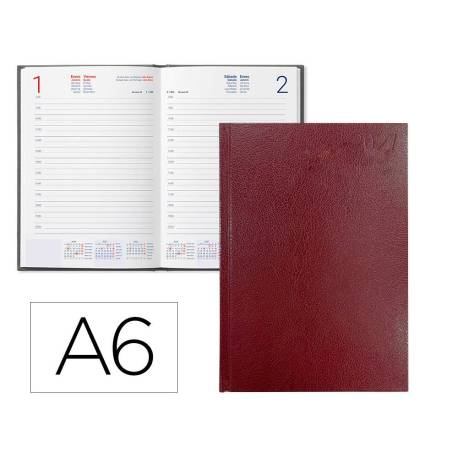AGENDA OFICINA MARCA LIDERPAPEL 2027 ENCUADERNADA CORFU DIA PAGINA A6 BILINGUE 60G PAPEL FSC RED