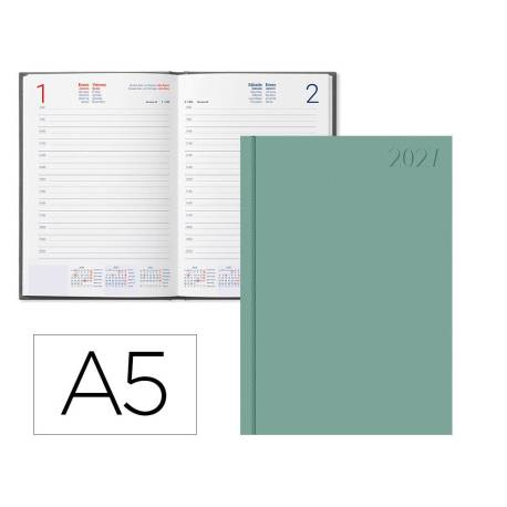 AGENDA OFICINA MARCA LIDERPAPEL 2027 ENCUADERNADA CORFU DIA PAGINA A5 BILINGUE 60G PAPEL FSC NEW COLOR