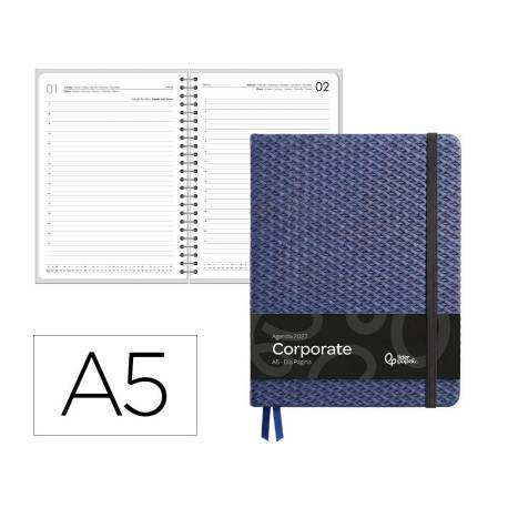 AGENDA OFICINA MARCA LIDERPAPEL 2027 ENCUADERNADA CORPORATE B DIA PAGINA A5 BILINGUE 70G PAPEL FSC DESIGN 2