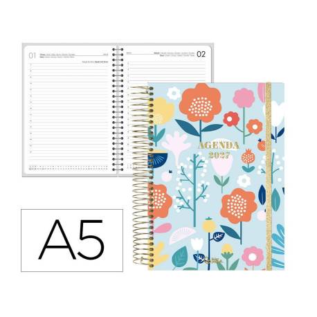 AGENDA OFICINA MARCA LIDERPAPEL 2027 ESPIRAL FANTASY DIA PAGINA A5 BILINGUE 70G PAPEL FSC DESIGN 1