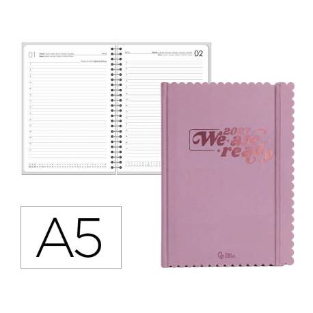 AGENDA OFICINA MARCA LIDERPAPEL 2027 ENCUADERNADA CLOUDY DIA PAGINA A5 BILINGUE 70G PAPEL FSC DESIGN 2