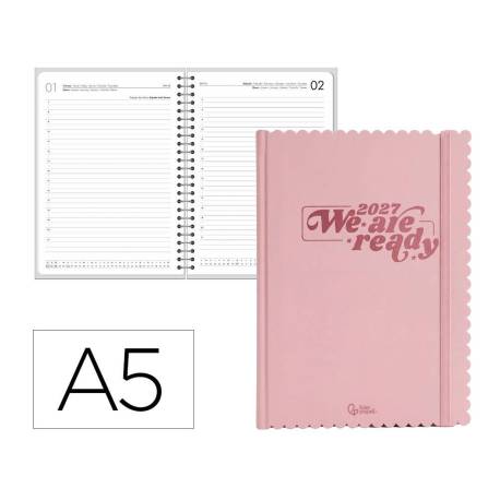 AGENDA OFICINA MARCA LIDERPAPEL 2027 ENCUADERNADA CLOUDY DIA PAGINA A5 BILINGUE 70G PAPEL FSC DESIGN 1