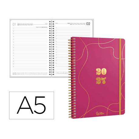 AGENDA OFICINA MARCA LIDERPAPEL 2027 ESPIRAL PERISSA DIA PAGINA A5 BILINGUE 80G PAPEL FSC DESIGN 4