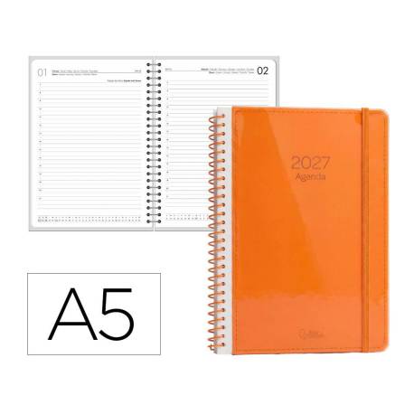 AGENDA OFICINA MARCA LIDERPAPEL 2027 ESPIRAL NEON DIA PAGINA A5 BILINGUE 70G PAPEL FSC DESIGN 4