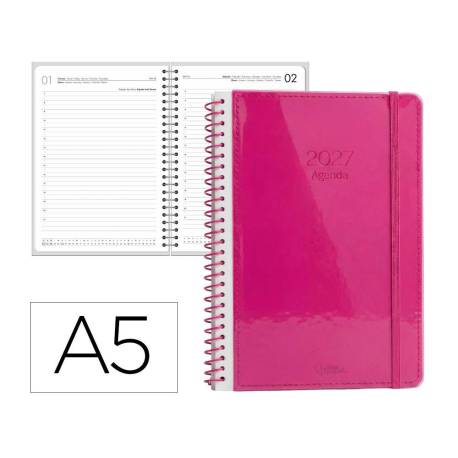 AGENDA OFICINA MARCA LIDERPAPEL 2027 ESPIRAL NEON DIA PAGINA A5 BILINGUE 70G PAPEL FSC DESIGN 1