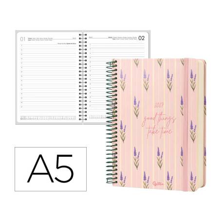 AGENDA OFICINA MARCA LIDERPAPEL 2027 ESPIRAL FLOWERS A DIA PAGINA A5 BILINGUE 70G PAPEL FSC DESIGN 3