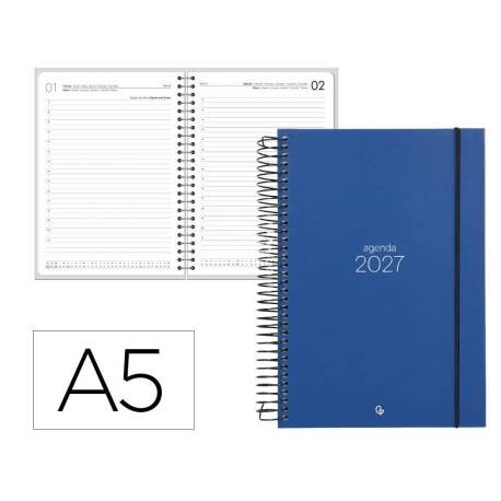 AGENDA OFICINA MARCA LIDERPAPEL 2027 ESPIRAL OLBIA DIA PAGINA A5 BILINGUE 60G PAPEL FSC DESIGN 2