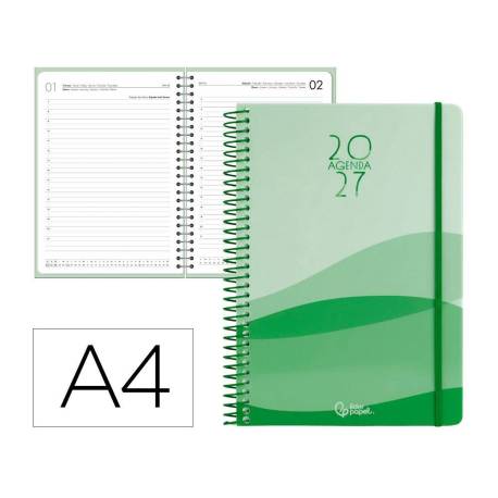 AGENDA OFICINA MARCA LIDERPAPEL 2027 ESPIRAL GAZI DIA PAGINA A4 BILINGUE 70G PAPEL FSC DESIGN 4