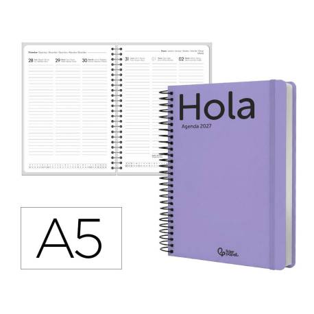 AGENDA OFICINA MARCA LIDERPAPEL 2027 ESPIRAL CLASSIC SEMANA VISTA A5 BILINGUE 70G PAPEL FSC DESIGN 5