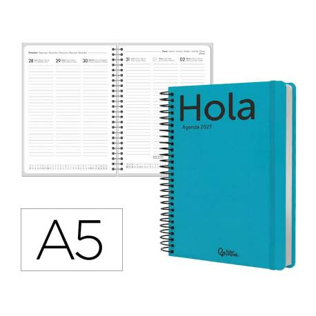 AGENDA OFICINA MARCA LIDERPAPEL 2027 ESPIRAL CLASSIC SEMANA VISTA A5 BILINGUE 70G PAPEL FSC DESIGN 4