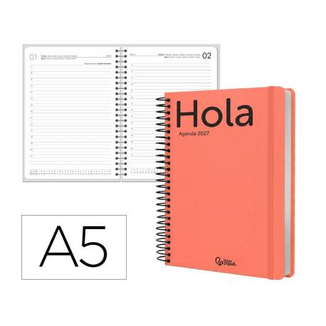 AGENDA OFICINA MARCA LIDERPAPEL 2027 ESPIRAL CLASSIC DIA PAGINA A5 BILINGUE 70G PAPEL FSC DESIGN 6