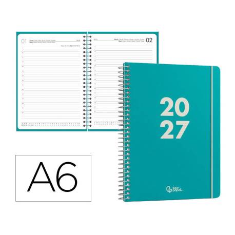 AGENDA OFICINA MARCA LIDERPAPEL 2027 ESPIRAL BASIC DIA PAGINA A6 BILINGUE 60G PAPEL FSC DESIGN 5