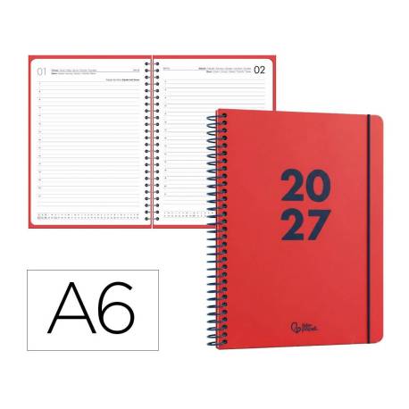 AGENDA OFICINA MARCA LIDERPAPEL 2027 ESPIRAL BASIC DIA PAGINA A6 BILINGUE 60G PAPEL FSC DESIGN 3