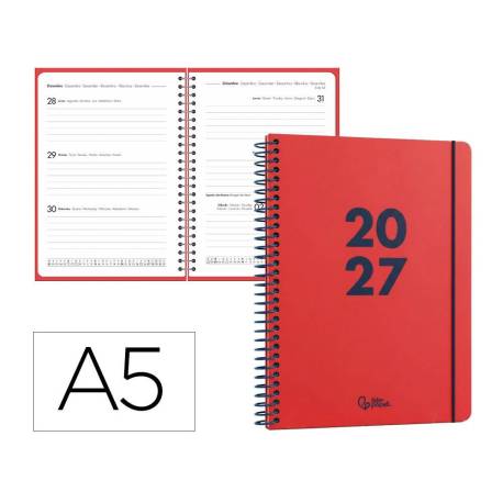 AGENDA OFICINA MARCA LIDERPAPEL 2027 ESPIRAL BASIC SEMANA VISTA A5 BILINGUE 60G PAPEL FSC DESIGN 3