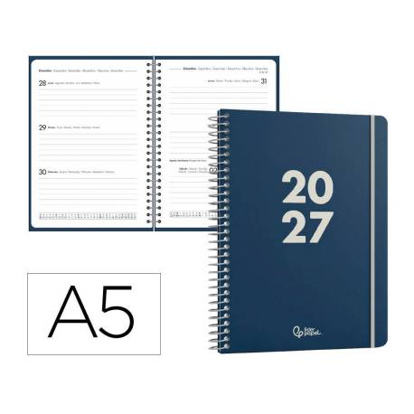 AGENDA OFICINA MARCA LIDERPAPEL 2027 ESPIRAL BASIC SEMANA VISTA A5 BILINGUE 60G PAPEL FSC DESIGN 2