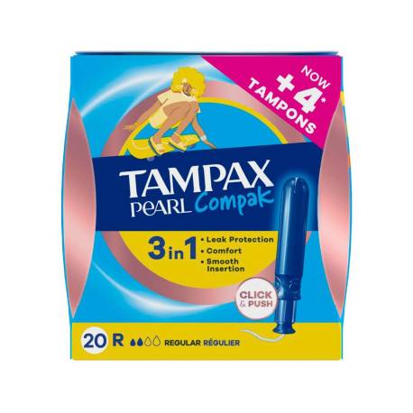 TAMPON MARCA TAMPAX PEARL COMPAK REGULAR CAJA DE 20 UNIDADES