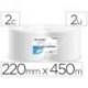 PAPEL SECAMANOS MARCA LUCART CELULOSA VIRGEN 17,5 G 2 CAPAS 220 MM X 450 M PAQUETE DE 2 ROLLOS