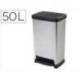 CONTENEDOR PLASTICO MARCA CEP ELITE CON TAPA Y PEDAL DOS COMPARTIMENTOS 50 L COLOR PLATA 390X288X654 MM