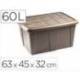 CONTENEDOR DE PLASTICO PLASTICFORTE 60 LITROS N 18 COLOR BEIG CON TAPA 630X450X320 MM