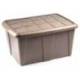 CONTENEDOR DE PLASTICO PLASTICFORTE 60 LITROS N 18 COLOR BEIG CON TAPA 630X450X320 MM