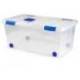 CONTENEDOR PLASTICO MARCA PLASTICFORTE N 7 TRANSPARENTE CON TAPA 61L 73X41X32 CM
