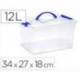 CONTENEDOR PLASTICO PLASTICFORTE N 9 TRANSPARENTE CON TAPA Y ASA CAPACIDAD 12 L