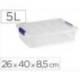 CONTENEDOR PLASTICO MARCA PLASTICFORTE 5 LITROS N 30 TRANSPARENTE CON TAPA 260X400X85 MM