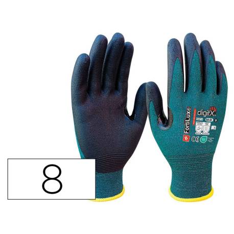 GUANTES DE NITRILO MARCA SAFETOP FORTILUX ANTICORTE FOAM 18 G CON REFUERZO OEKO TALLA 8