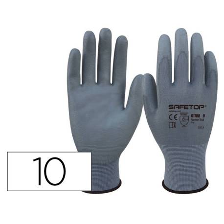 GUANTES DE POLIURETANO MARCA SAFETOP FEATHER TASK SINTETICO TALLA 10