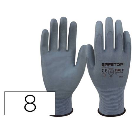 GUANTES DE POLIURETANO MARCA SAFETOP FEATHER TASK SINTETICO TALLA 8