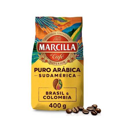 CAFE EN GRANO MARCA MARCILLA SUPERIOR PURO ARABICA SUDAMERICA BRASIL&COLOMBIA PAQUETE DE 400 GR