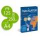 PAPEL FOTOCOPIADORA MARCA NAVIGATOR HARD COVER DIN A4 250 GR PAPEL MULTIUSO INK-JET Y LASER PAQUETE DE 125 HOJAS