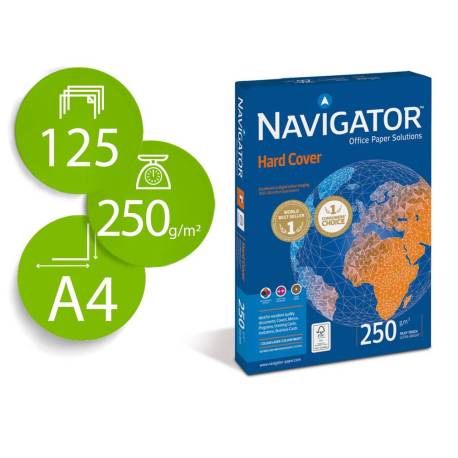 PAPEL FOTOCOPIADORA MARCA NAVIGATOR HARD COVER DIN A4 250 GR PAPEL MULTIUSO INK-JET Y LASER PAQUETE DE 125 HOJAS