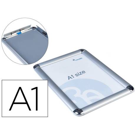 MARCO PORTA ANUNCIOS MARCA ROCADA CLIP DIN A1 MARCO DE ALUMINIO ANODIZADO 59,4X84 CM