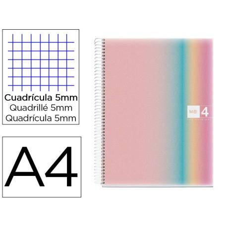 CUADERNO ESPIRAL MARCA MIQUELRIUS DIN A4 80 HOJAS 90 GR CUADRO 5 MM TAPA FORRADA AURORA WEST