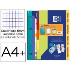 CARPETA CON RECAMBIO MARCA OXFORD EBINDER L&G VIVOS DIN A4+ 4 ANILLAS 35 MM RECAMBIO 80 H CUADRO 5 MM + JUEGO 5