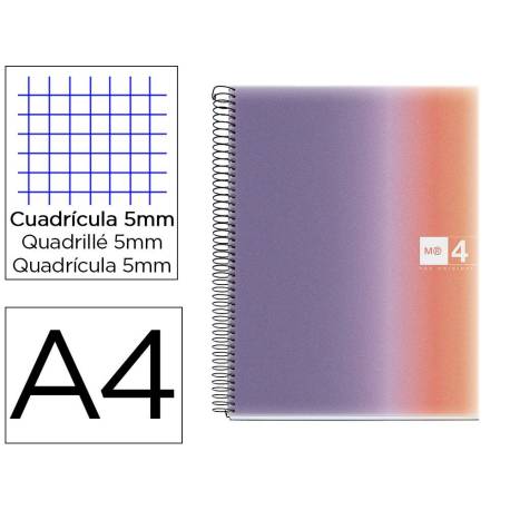 CUADERNO ESPIRAL MARCA MIQUELRIUS DIN A4 120 HOJAS 70 GR CUADRO 5 MM TAPA POLIPROPILENO AURORA PROVENCE