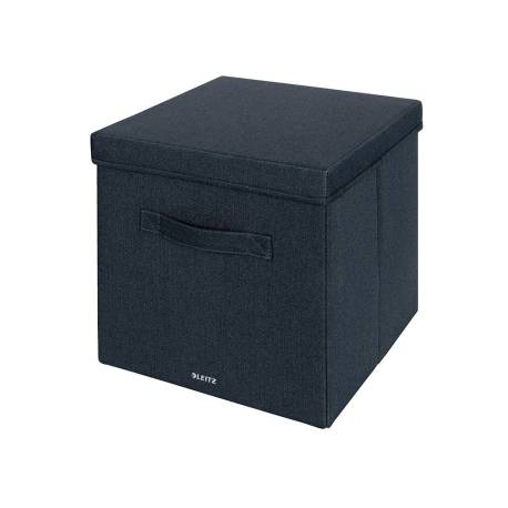 CAJA DE ALMACENAJE LEITZ TELA CON TAPA L DOS PIEZAS COLOR GRIS
