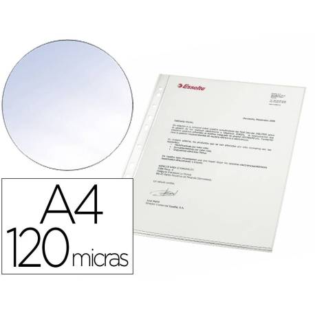 FUNDA MULTITALADRO MARCA ESSELTE DIN A4 POLIPROPILENO CRISTAL 120 MC CAJA DE 100 UNIDADES