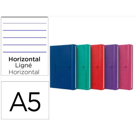 CUADERNO MARCA OXFORD COSIDA TAPA EXTRADURA DIN A5 80 HOJAS RAYADO HORIZONTAL COLORES VIVOS SURTIDOS